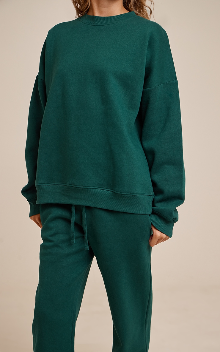 Pine Green Oversized Sweat Tracksuit Set image 4