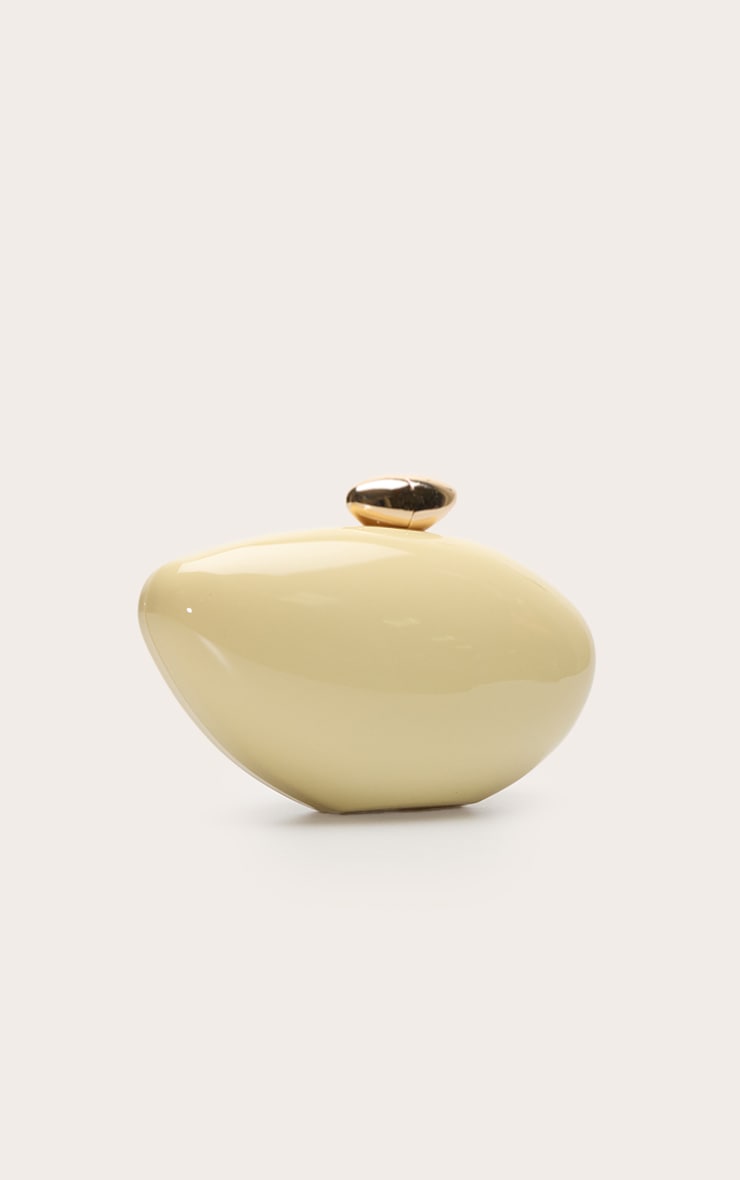Butter Yellow Gradient Shell Gold Hardware Hard Clutch Bag image 3