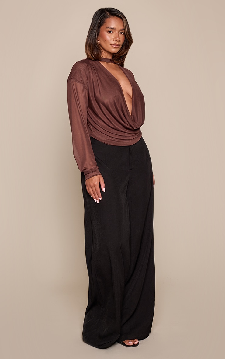 Shape Chocolate Mesh Cut Away Blouse image 3