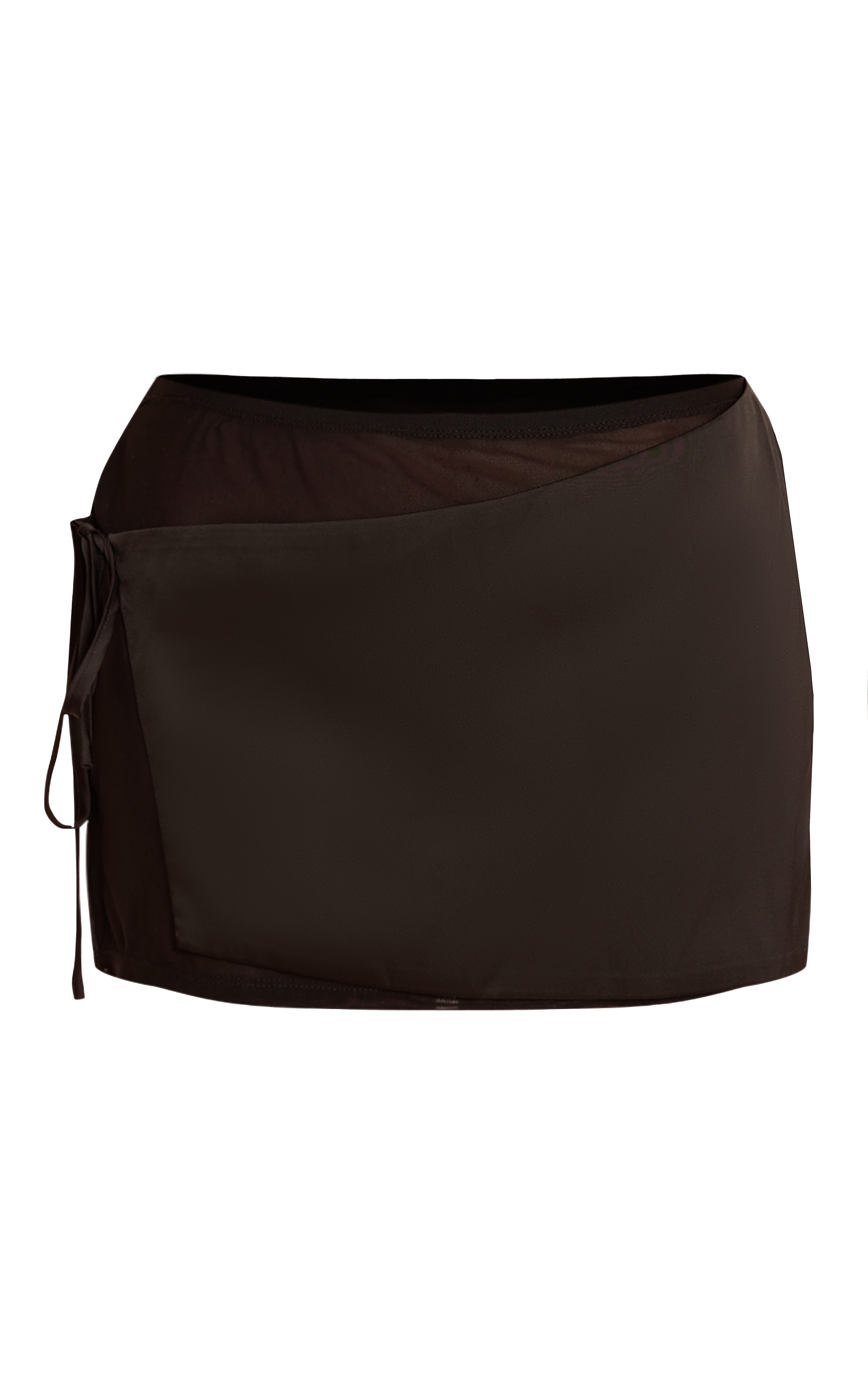 Black Satin Wrap Mesh Mini Skirt image 6