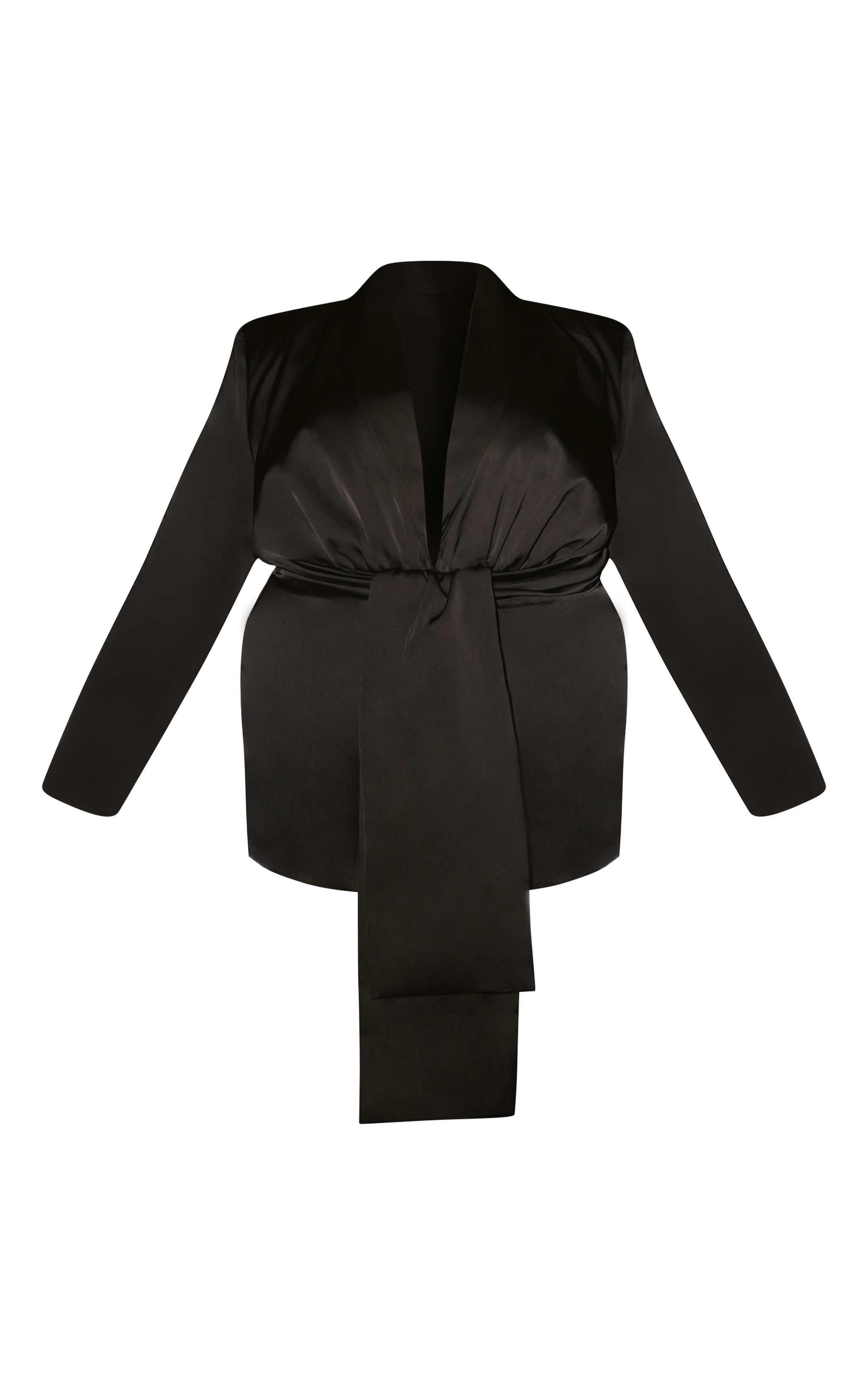 Plus Robe blazer structurée satinée noire à détail drapé image 6