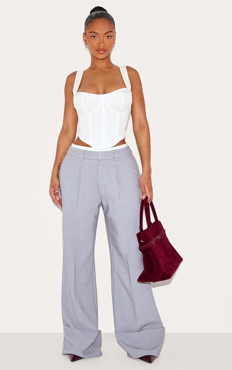 Shape White Woven Corset Detail Crop Top image 3