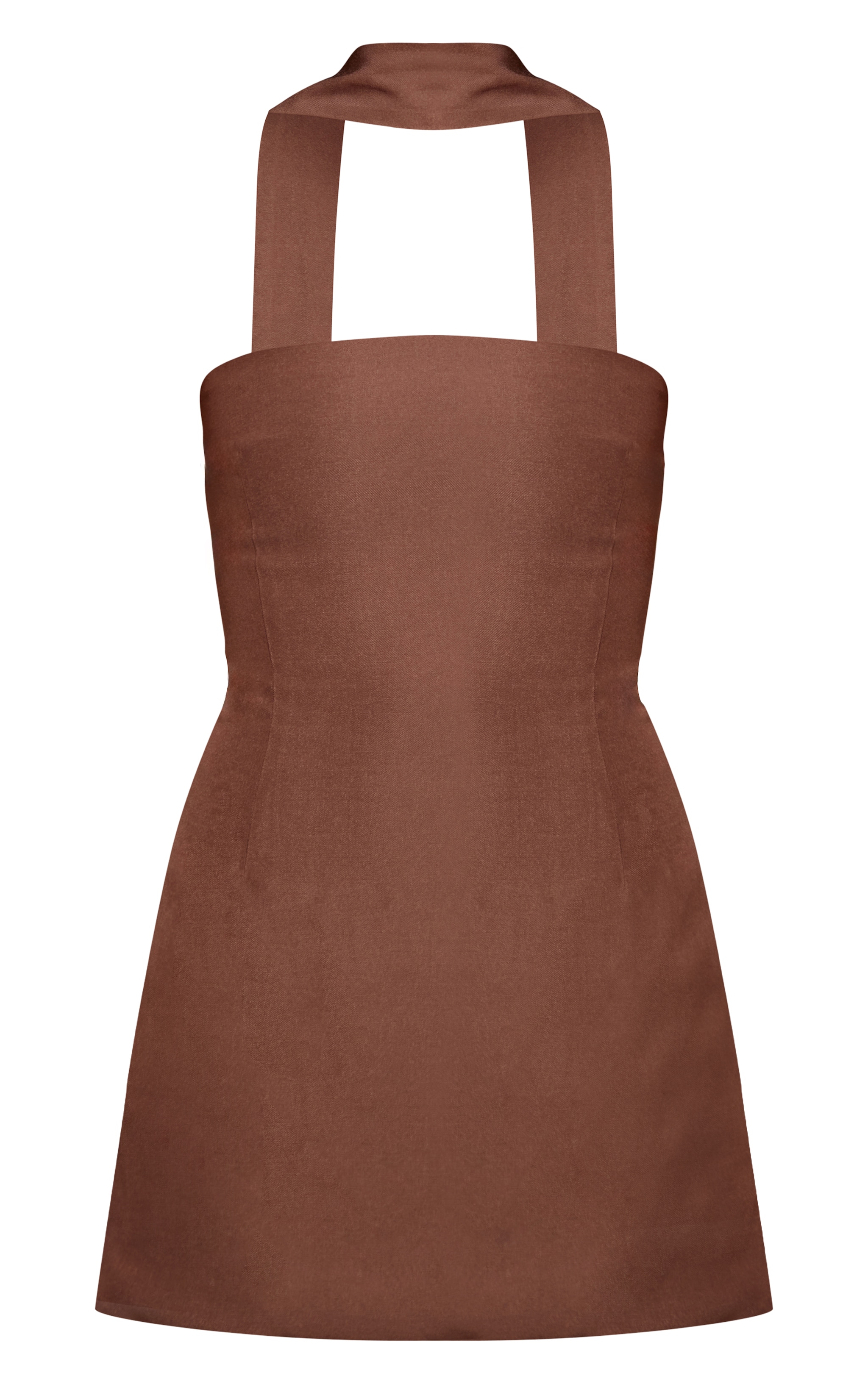 Chocolate Woven Scarf Detail Bandeau Shift Dress image 5