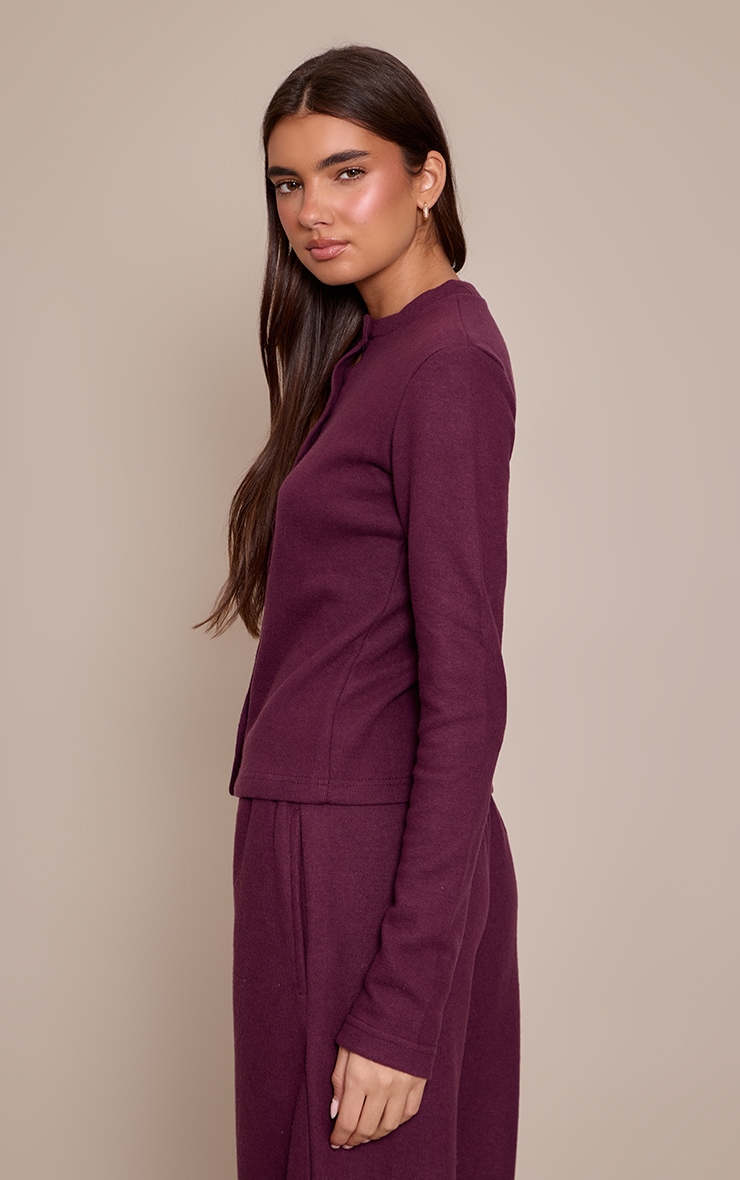 Dark Plum Soft Touch Button Down Top image 2