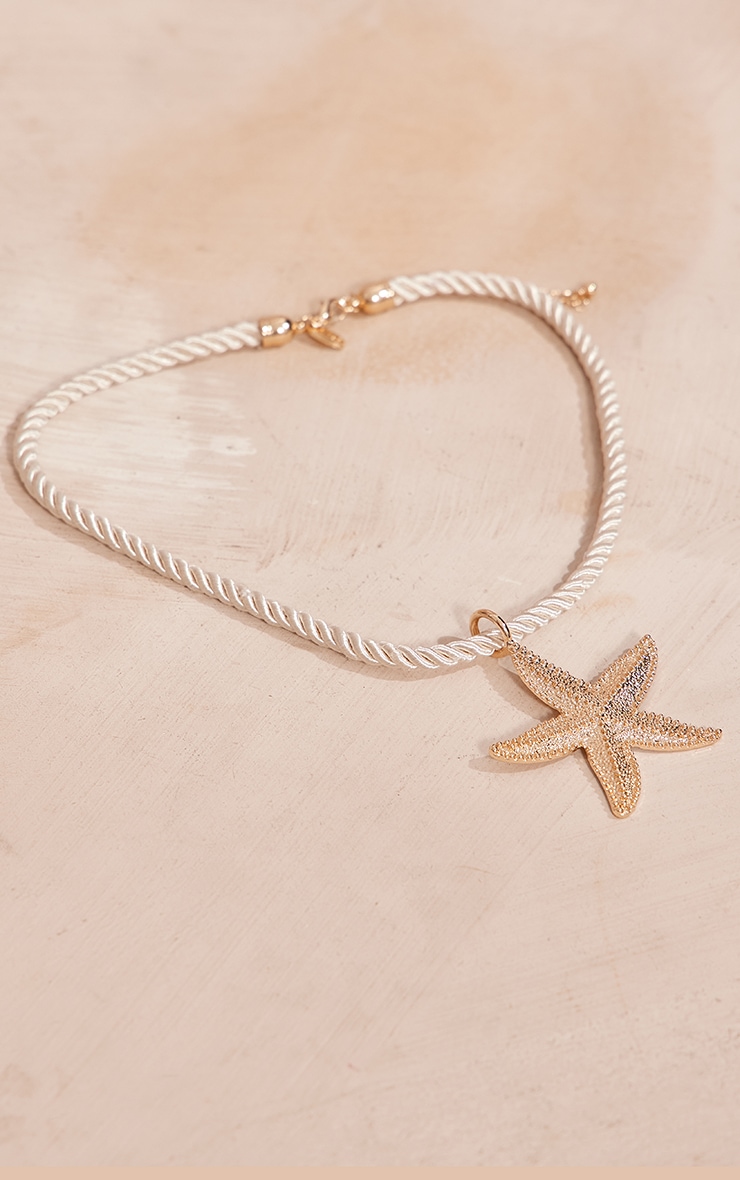 Gold Rope Twist Starfish Statement Necklace image 4