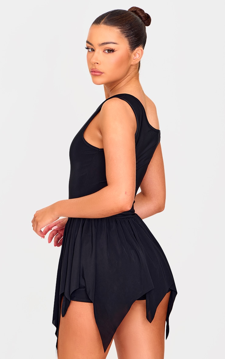 Black Slinky Tie Strap Rara Skort Playsuit image 2