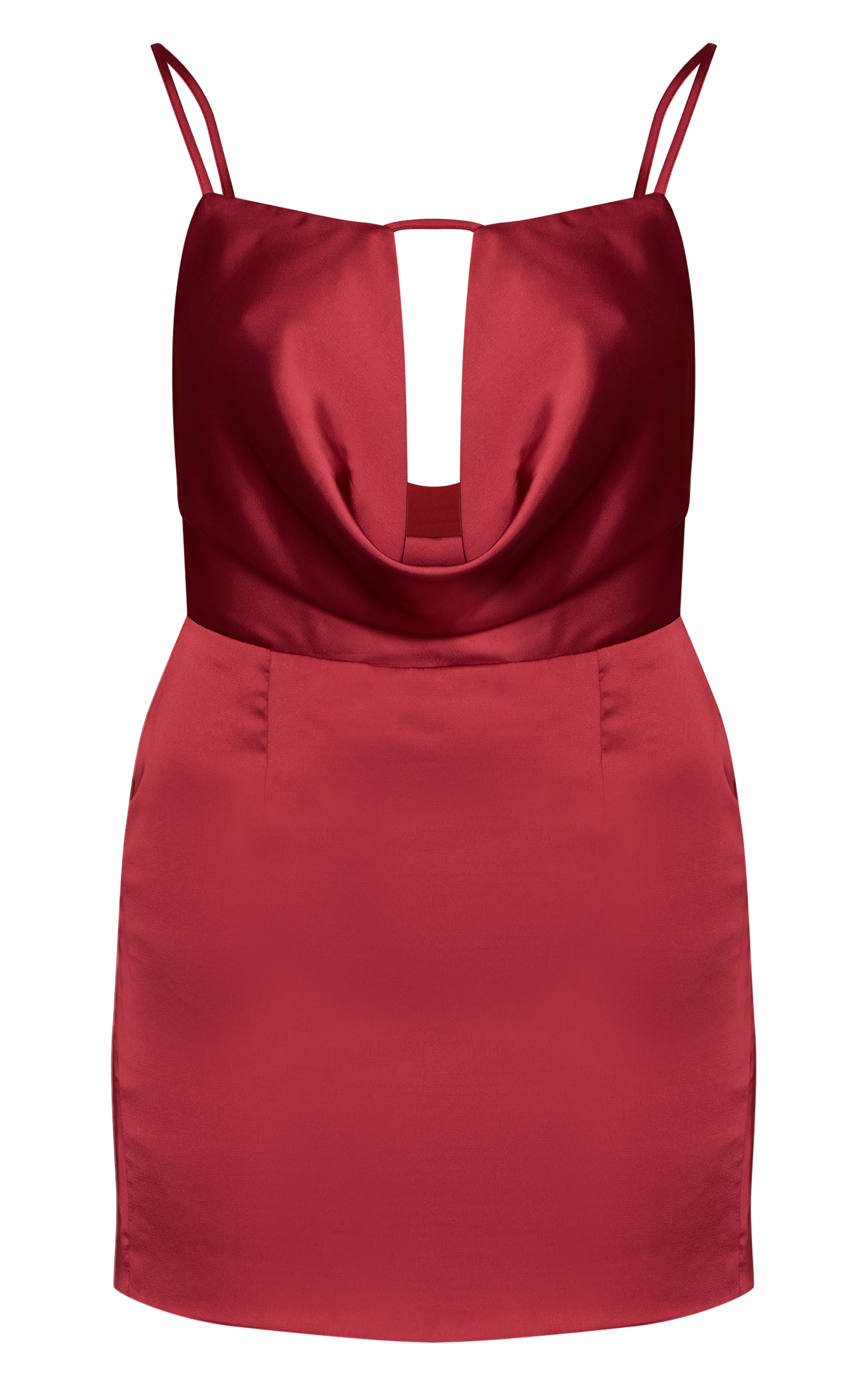 Wine Satin Cowl Neck Mini Shift image 5