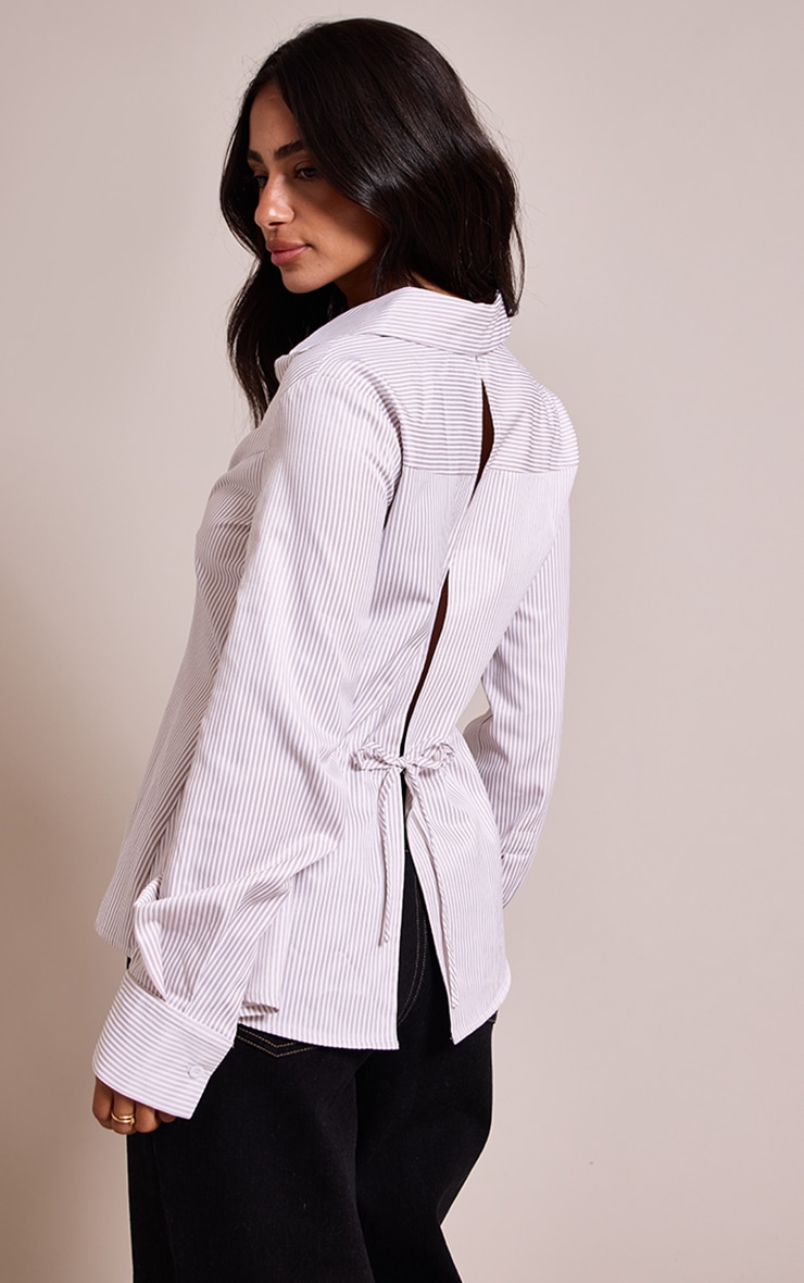Petite White Tie Back Collared Shirt image 2