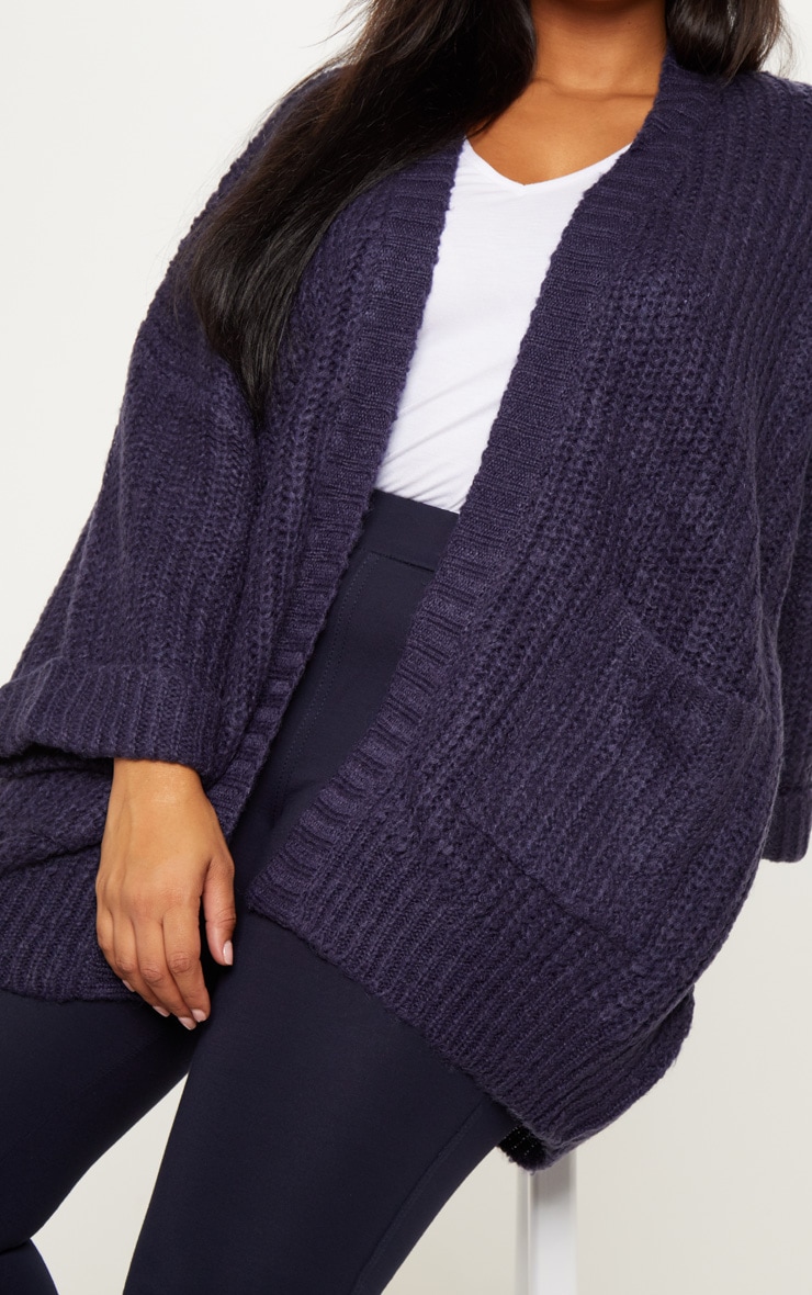 Plus Navy Oversized Pocket Detail Cardigan image 5