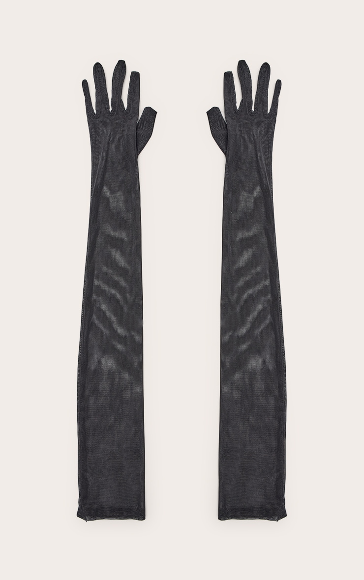 Black Long Mesh Gloves image 2