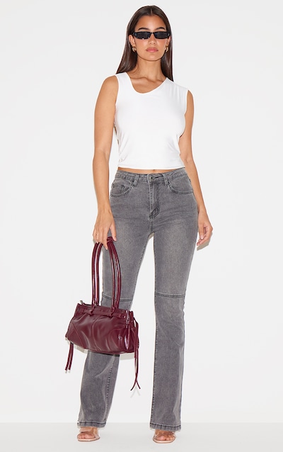 Grey Seam Detail Flared Jeans