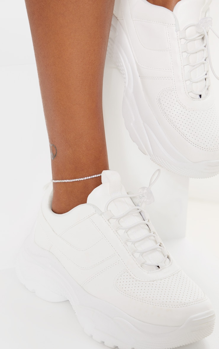 Silver Diamante Simple Anklet