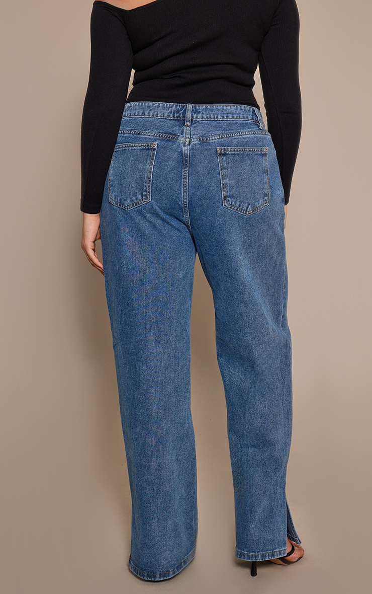 Plus Vintage Wash Split Hem Straight Leg Jeans image 3