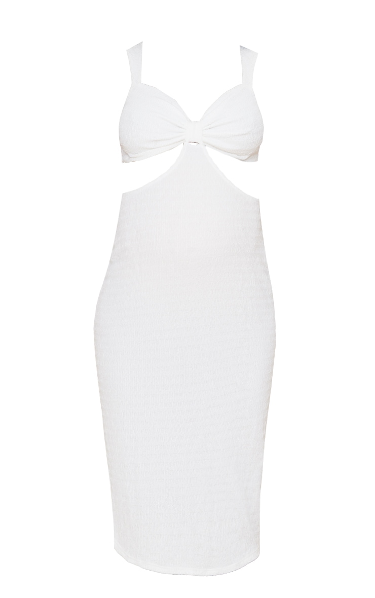 Maternity Cream Crinkle Cut Out Midi Dress image 5