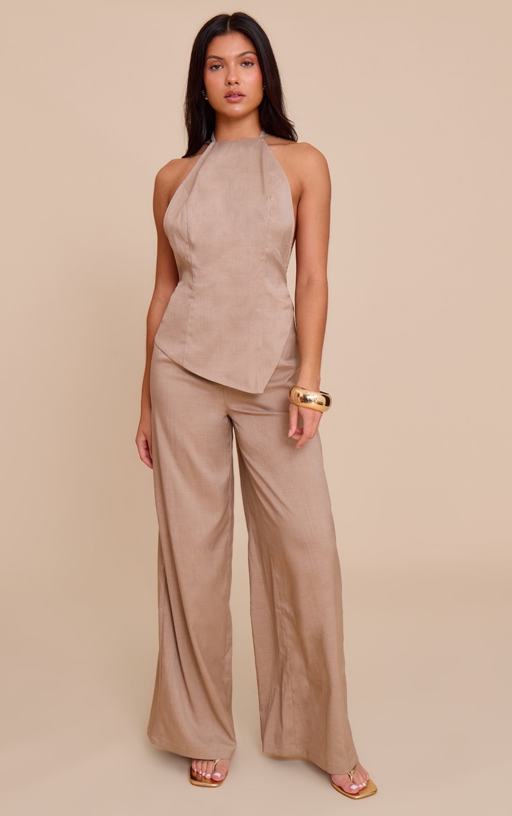 代引き手数料無料 Halter Woven Textured Stone Neck Jumpsuits | Jumpsuit テープ・マスキングテープ