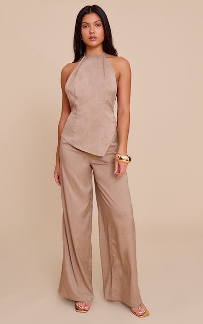 Combinaison tissée texturée gris pierre à dos nu