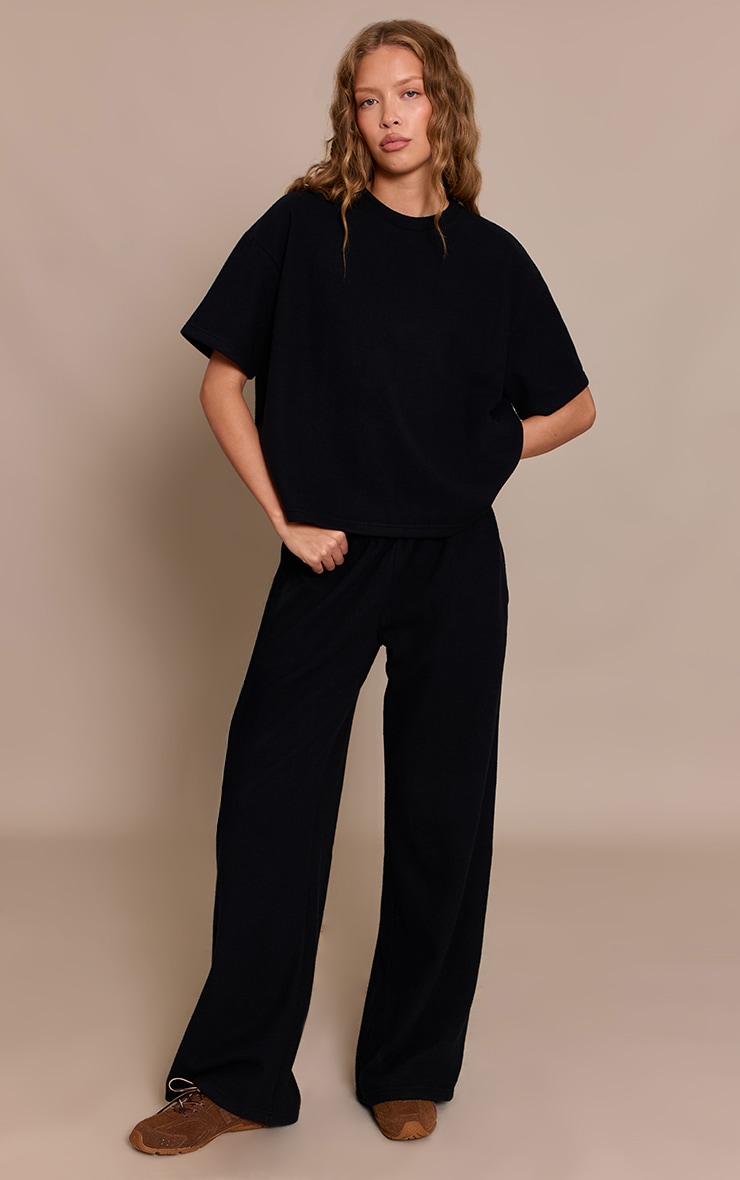 Black Soft Touch Wide Leg Track Pants image 2