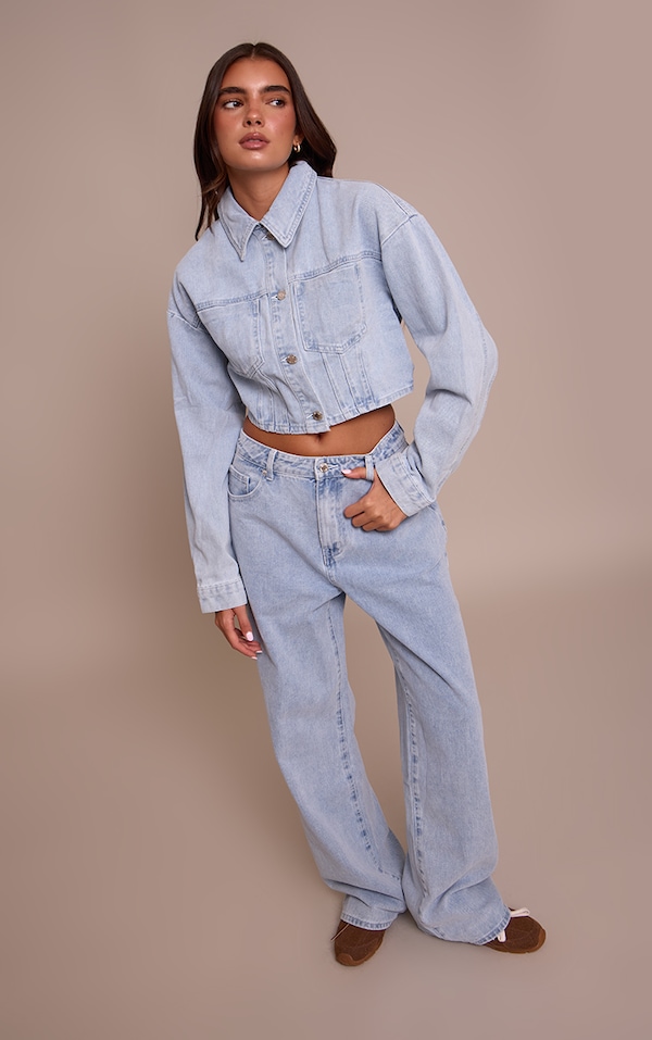  Light Blue Straight Leg High Rise Jeans