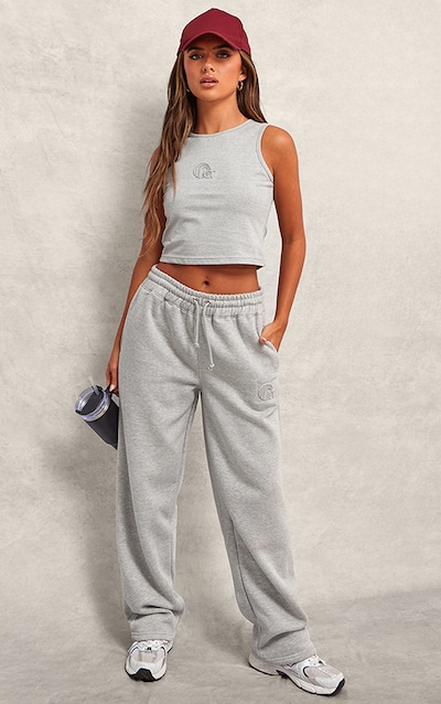 Grey Marl Embossed Drawstring Sweatpants