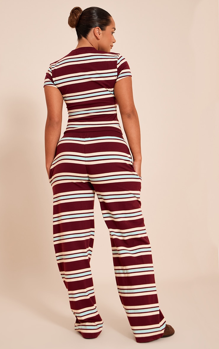 Shape Burgundy Striped Straight Leg Pant image 3