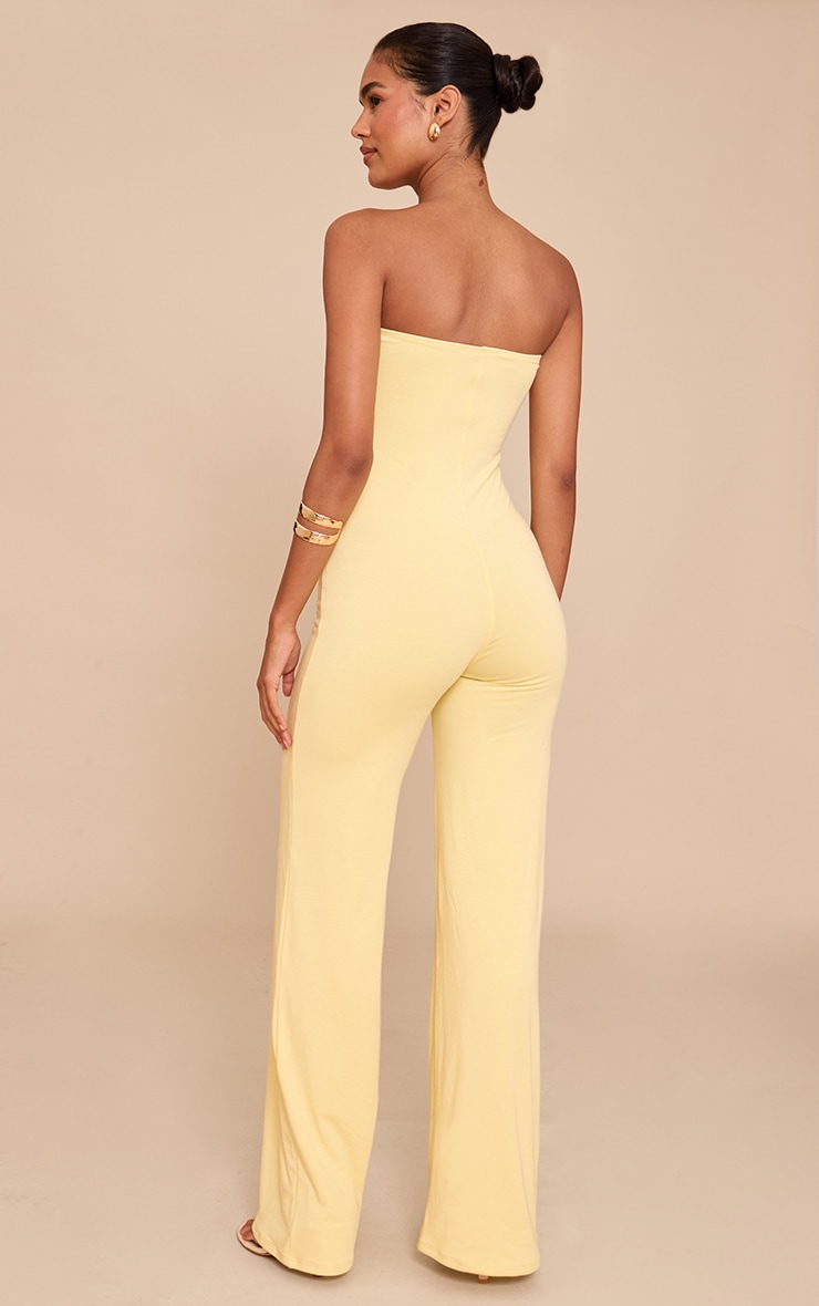 Combinaison large bustier en jersey doublé jaune citron à contours image 2