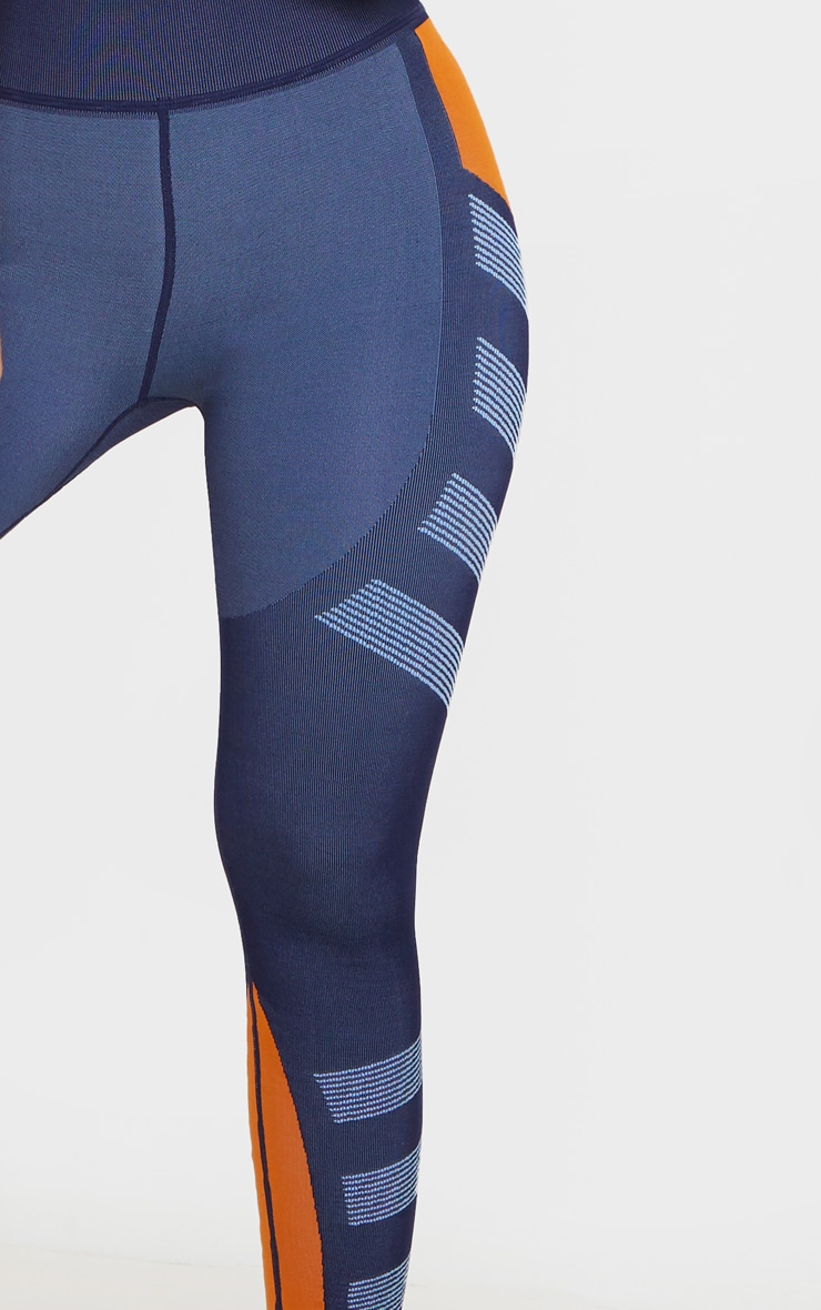 Blue Color Block Seamless Leggings image 5