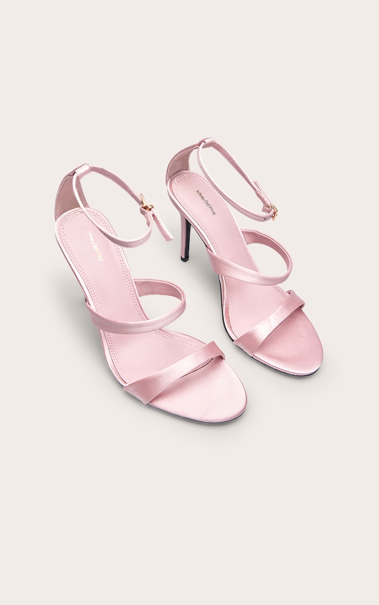 Dusty Pink Satin Double Band High Heel Sandal image 3