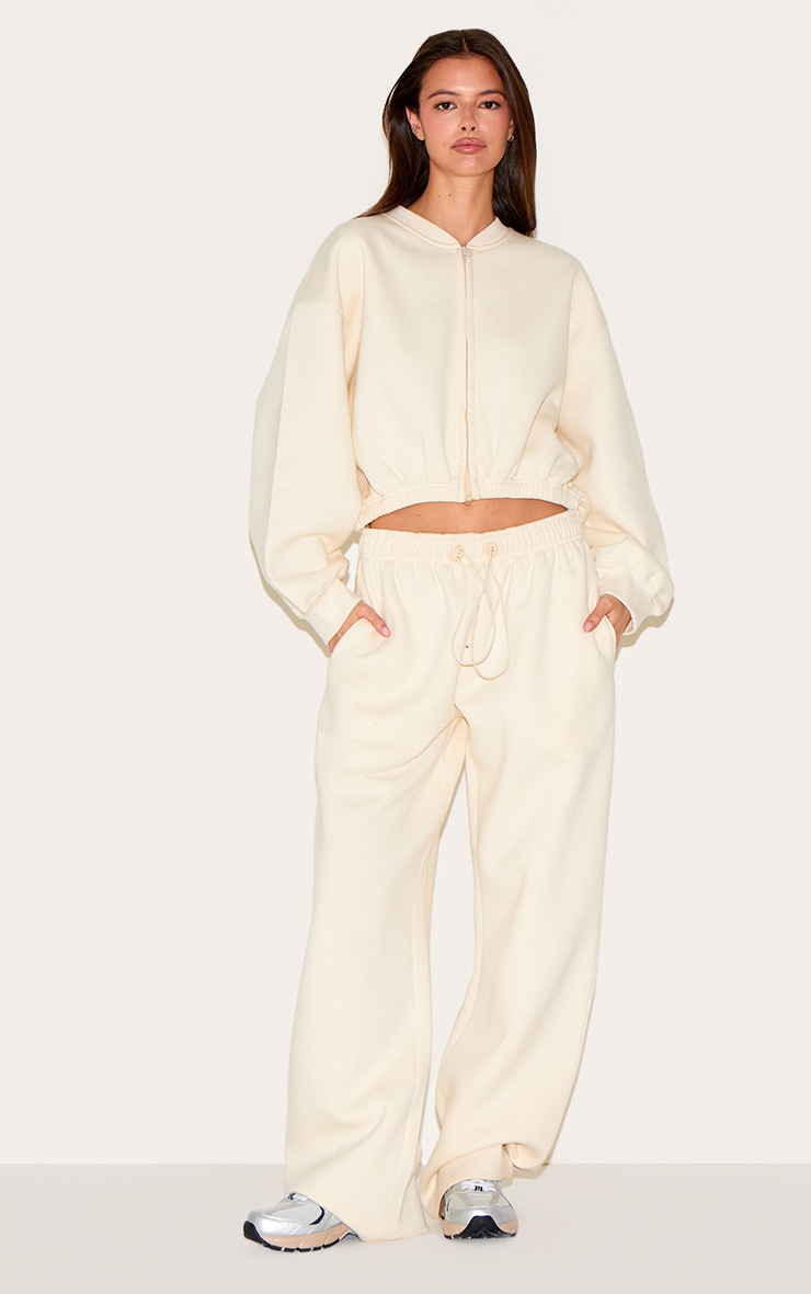 Pantalon de jogging ample crème à ourlet cordon de serrage image 1