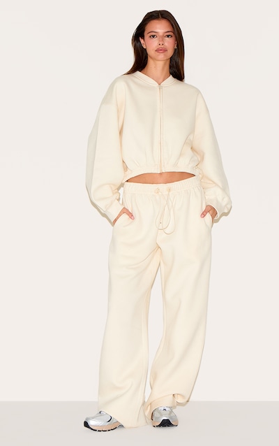 Pantalon de jogging ample crème à ourlet cordon de serrage