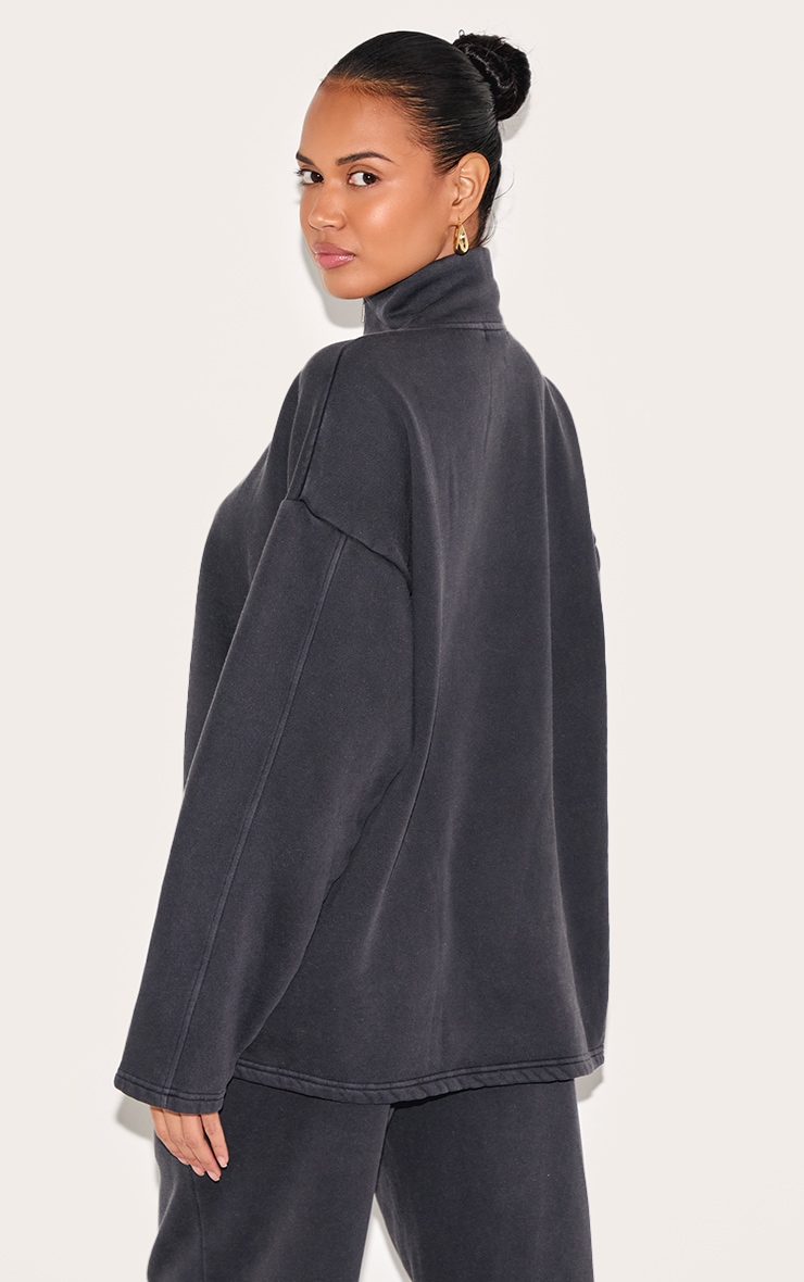 Charcoal Washed Quarter Zip Sweatshirt image 2