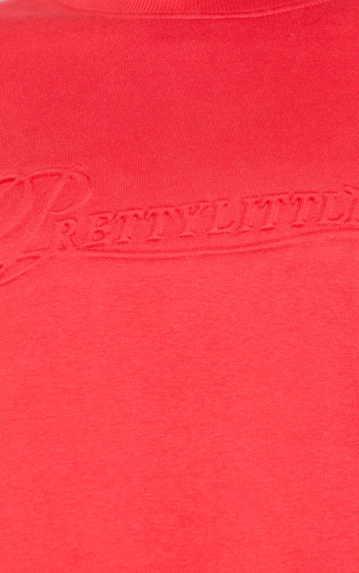 Plus Red Embossed Graphic Oversized Sweatshirt image 4