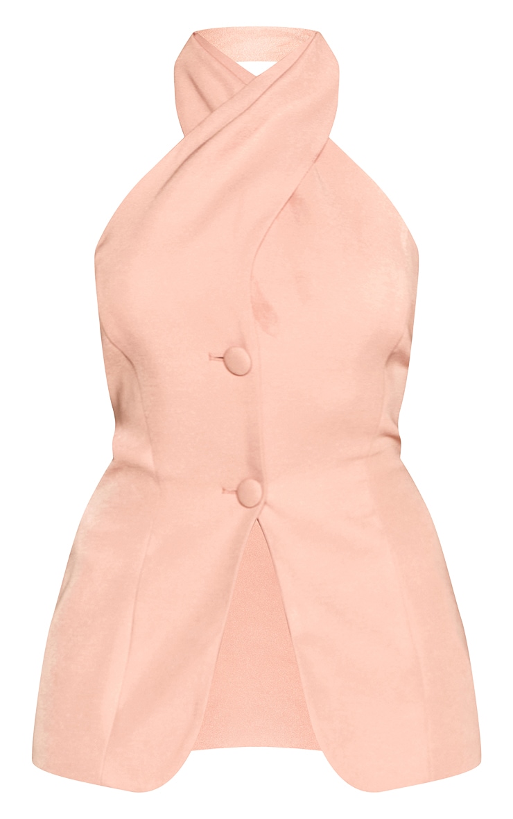 Peach Twist Halter Button Detail Vest image 5