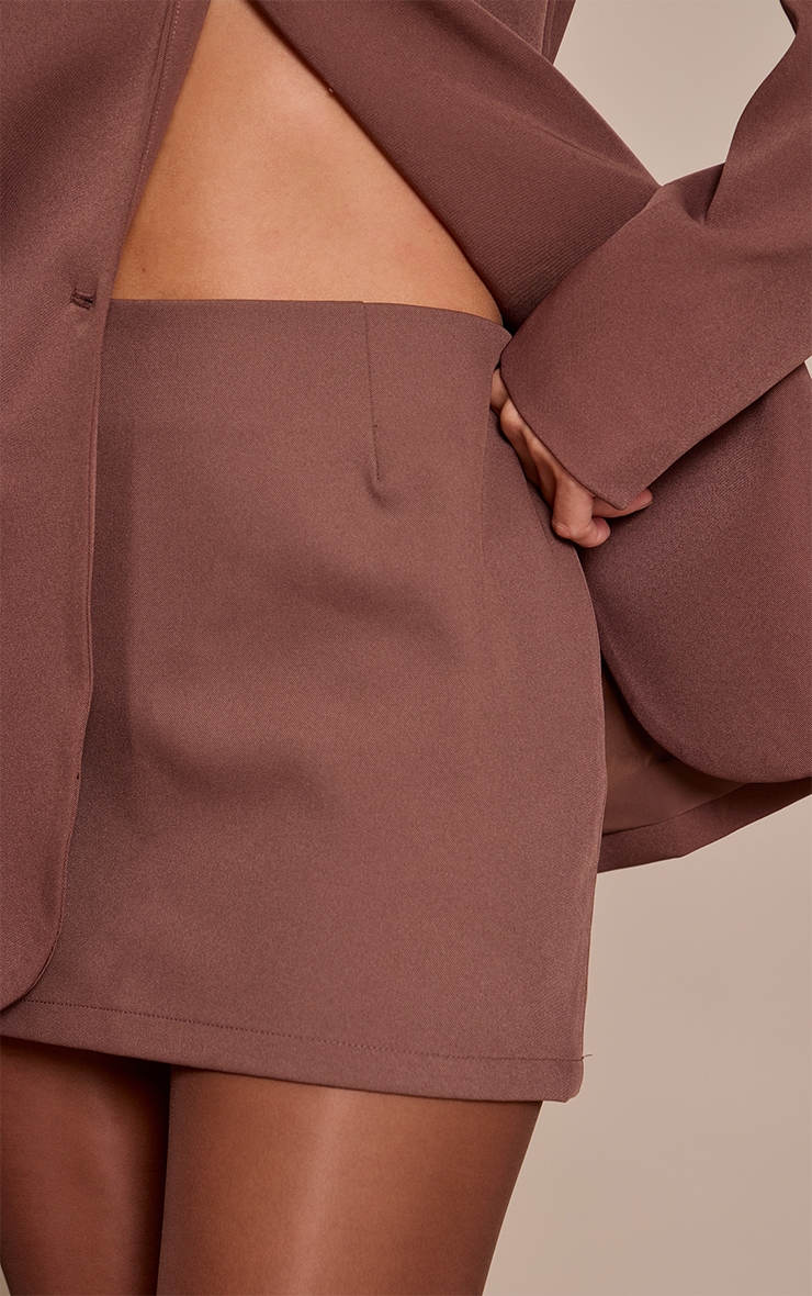 Chocolate Tailored Woven Mid Rise Mini Skirt  image 5