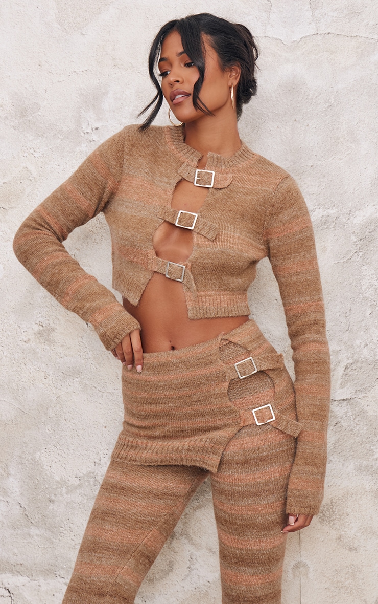 Tall Multi Buckle Detail Long Sleeve Knitted Top image 4