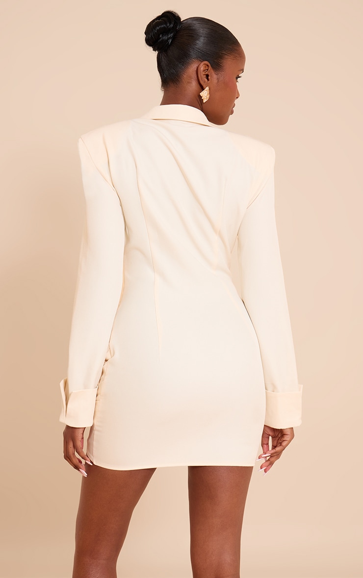 Robe chemise portefeuille tissée structurée crème au beurre image 2