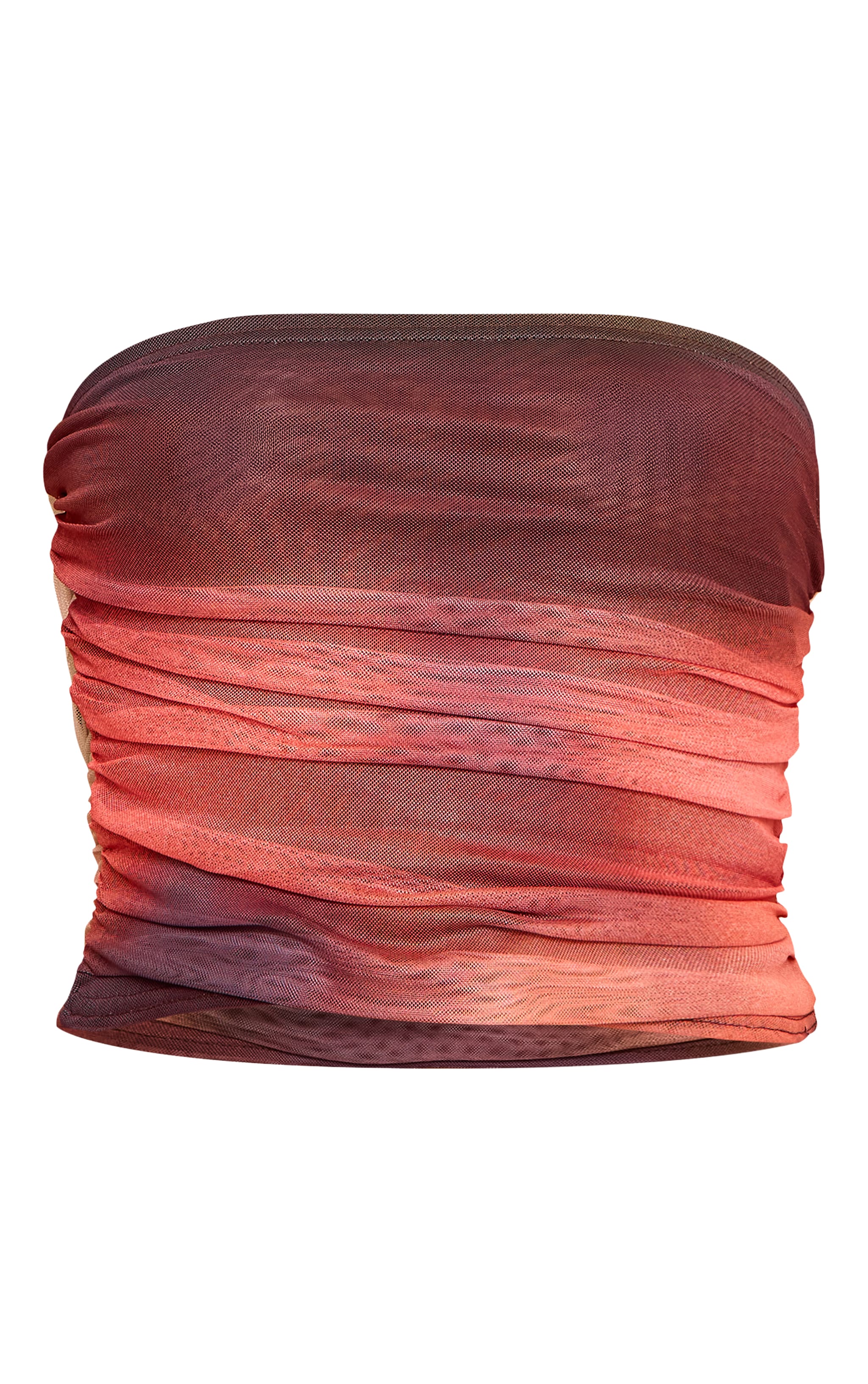 Orange Abstract Print Chiffon Mesh Bandeau Top image 5
