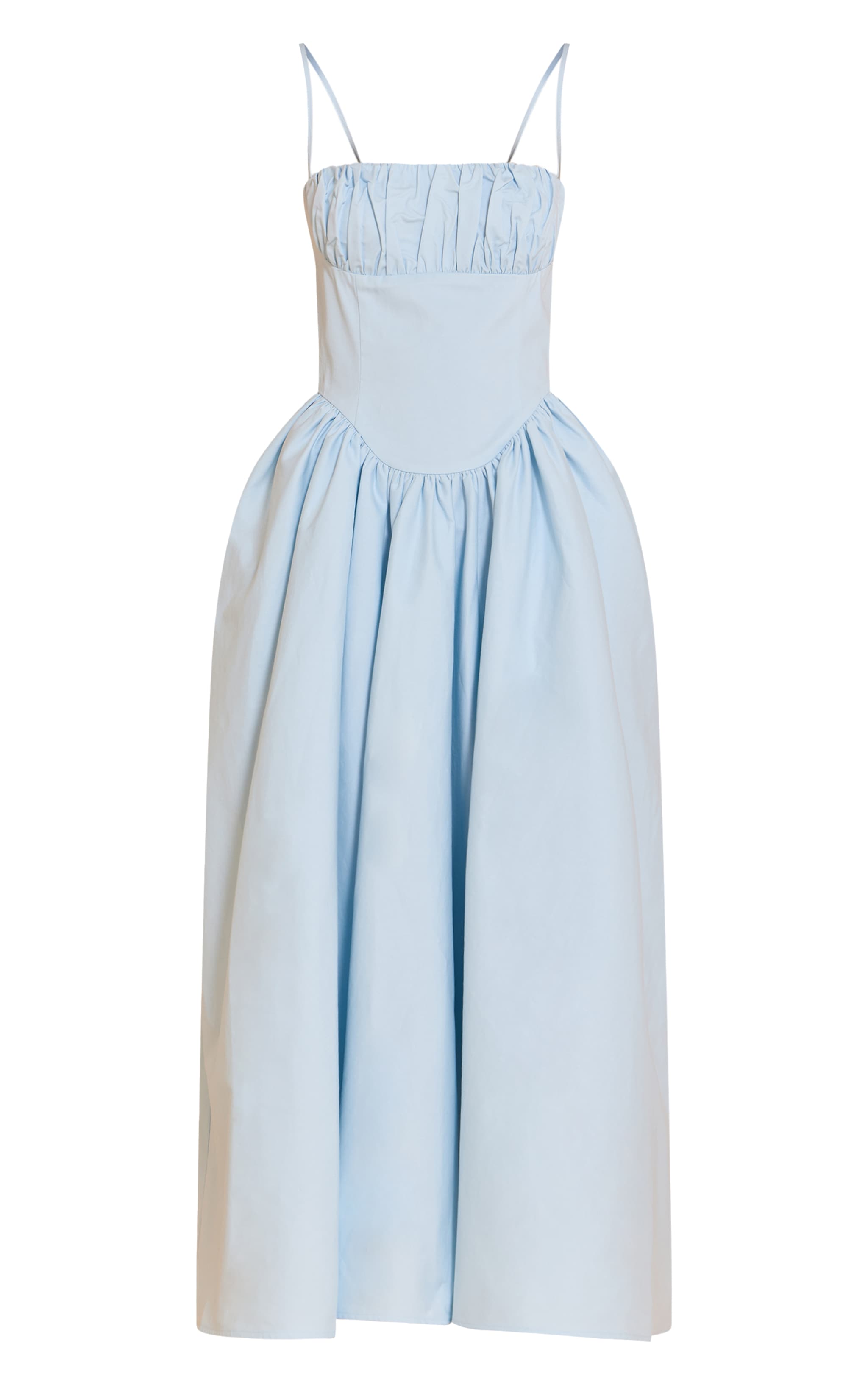 Light Blue Ruched Bust Corset Strappy Midaxi Dress image 5