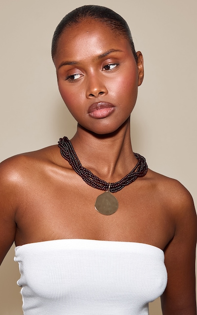 Smokey Brown Resin Gold Pendant Necklace