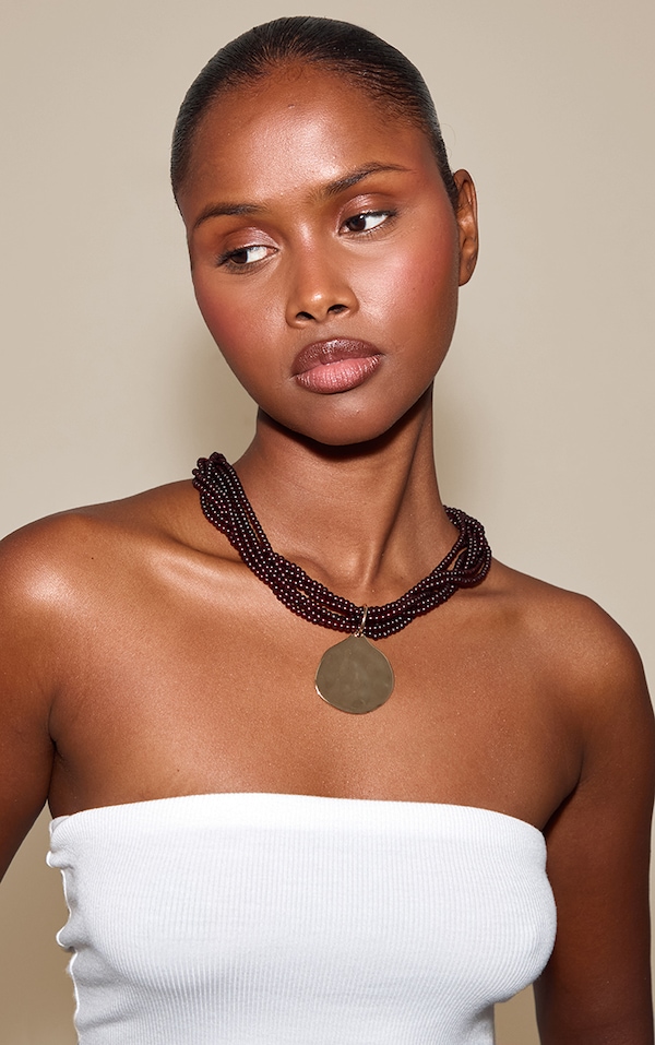 Smokey Brown Resin Gold Pendant Necklace