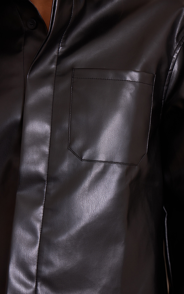 Black Straight Leg Faux Leather Pants image 4