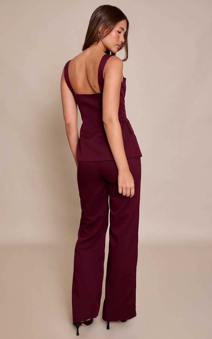 Dark Plum Seam Detail Pants image 3