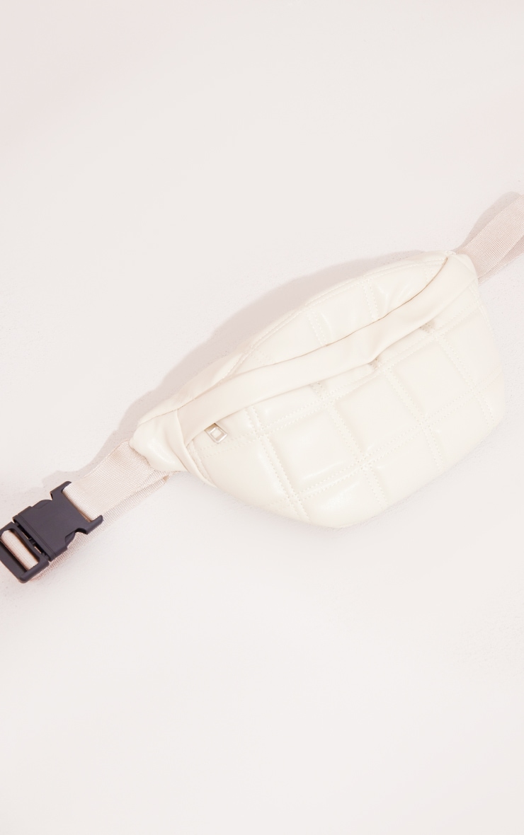 Cream Square Quilted Cross Body Bum Bag