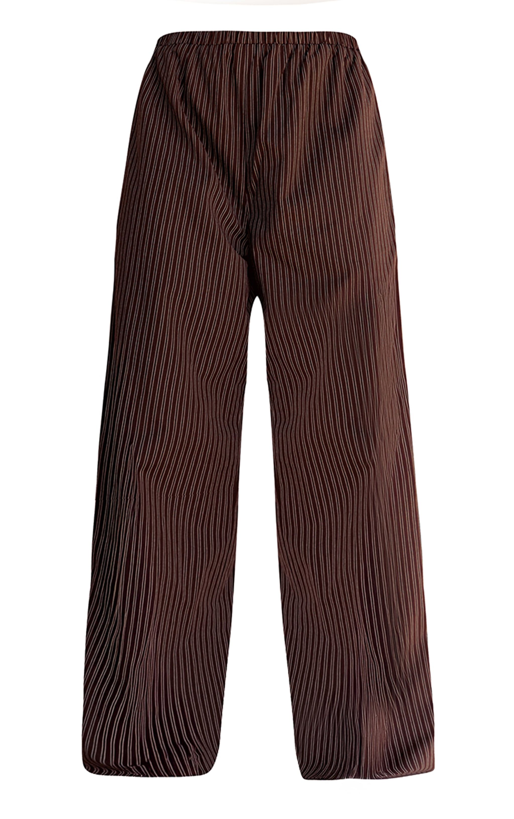 Dark Brown Pinstripe Wide Leg Pants image 6