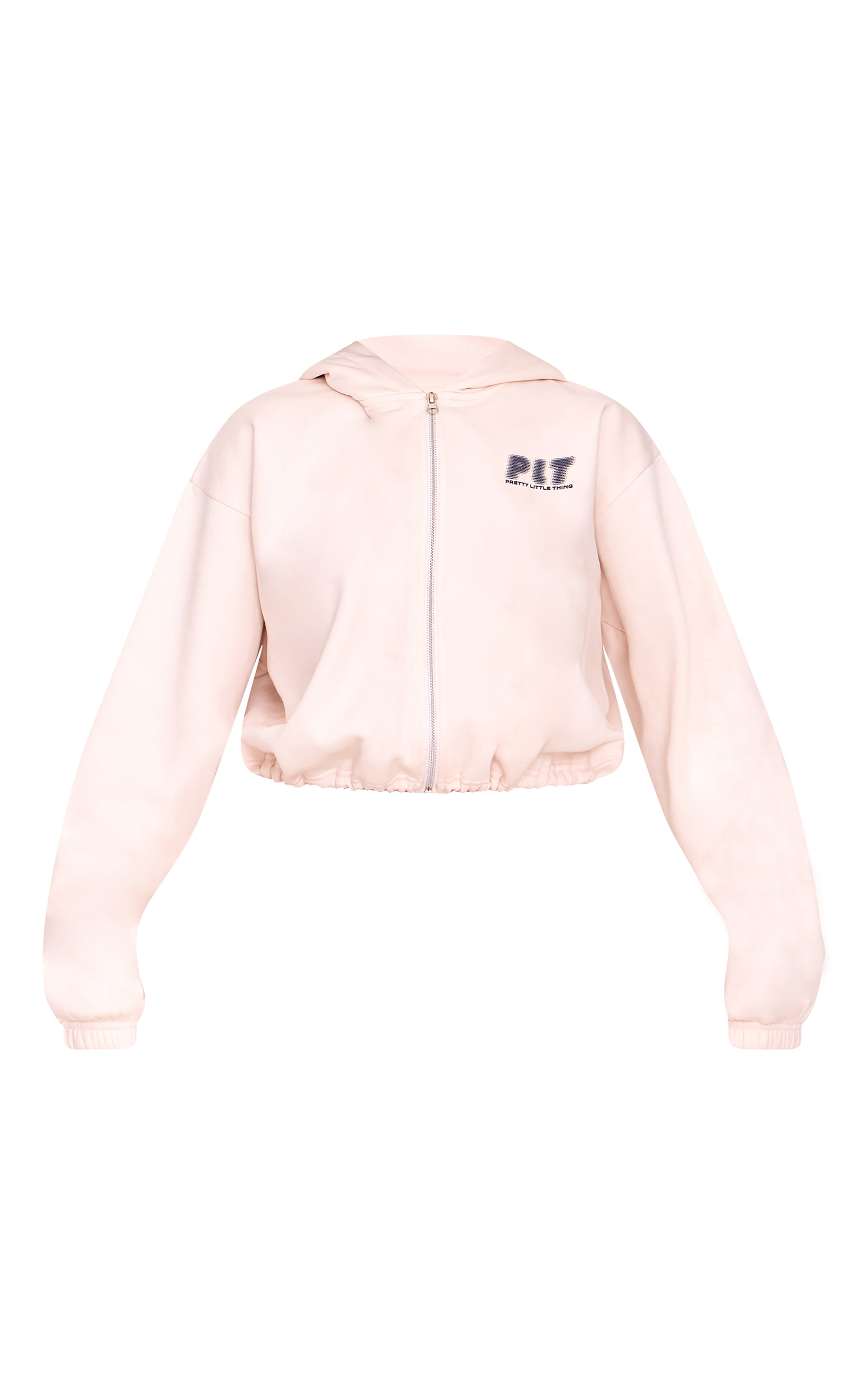 PRETTYLITTLETHING Baby Pink Elasticated Hem Zip Up Hoodie image 5