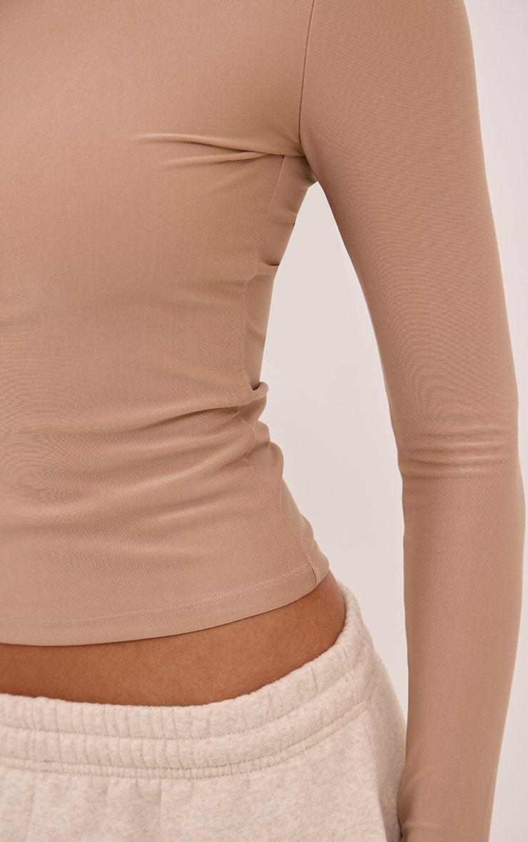 Bone Polyamide Crew Neck Long Sleeve Top image 4