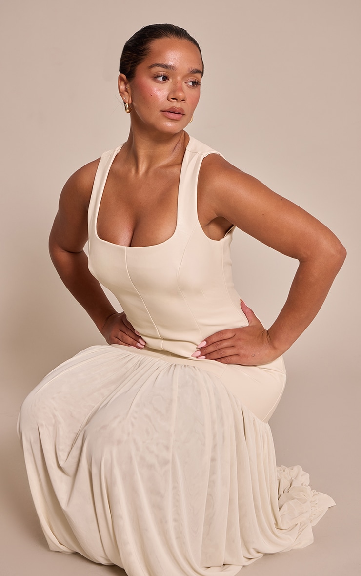 Robe mi-longue Shape Stone PU Contraste Ourlet tombant image 3
