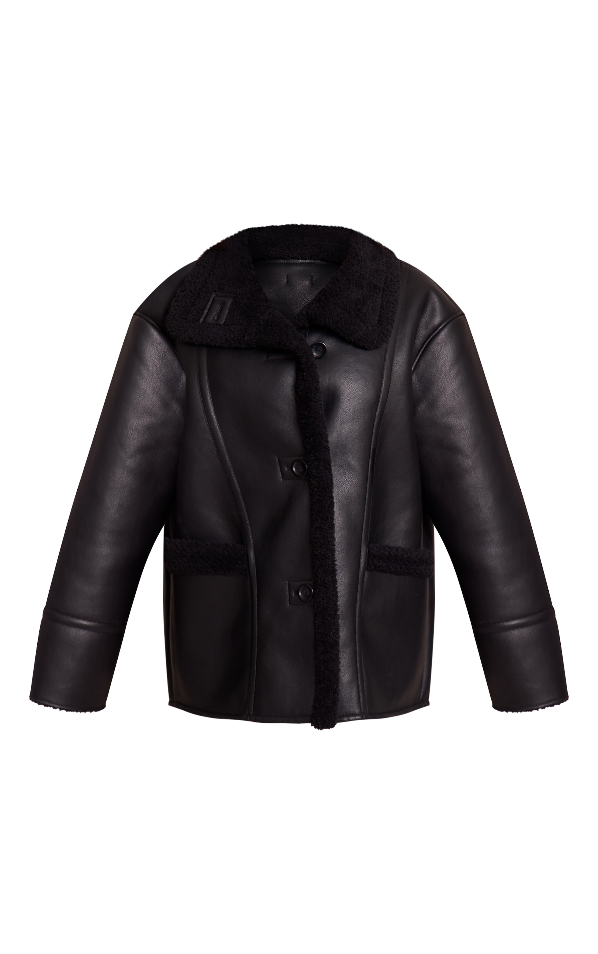 Petite Aviateur noir à col entonnoir et doublure en imitation mouton image 5