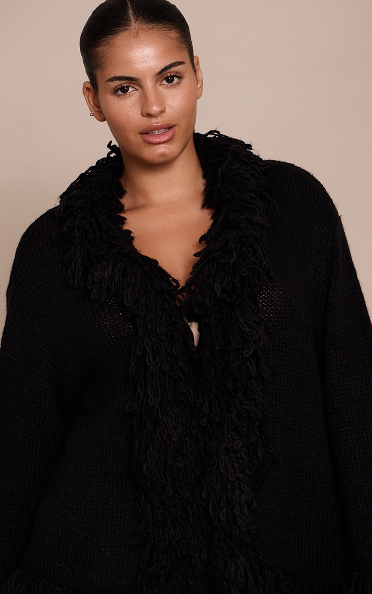 Plus Black Loop Knit Edge cardigan image 4