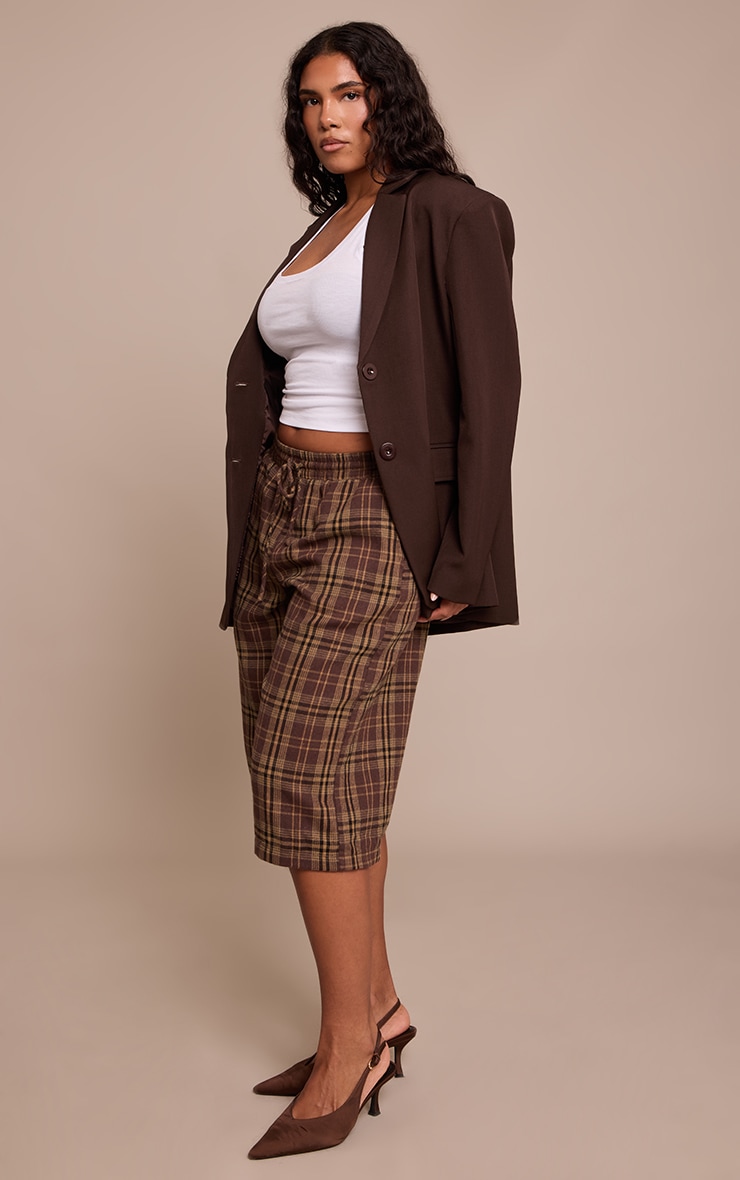 Shape Brown Check Longline Shorts image 4