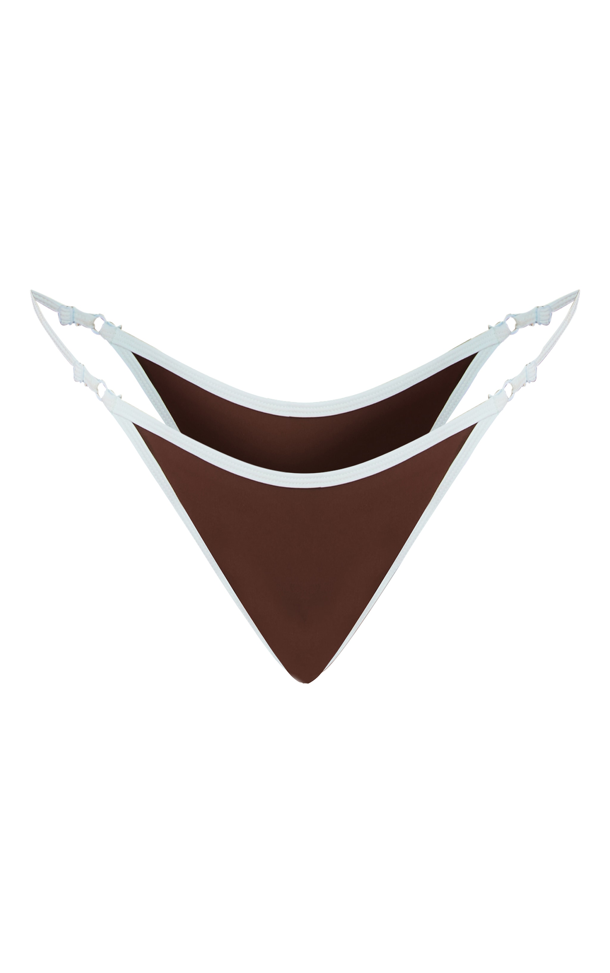 Plus Chocolate Contrast Binding String Tanga Bikini Bottom image 5